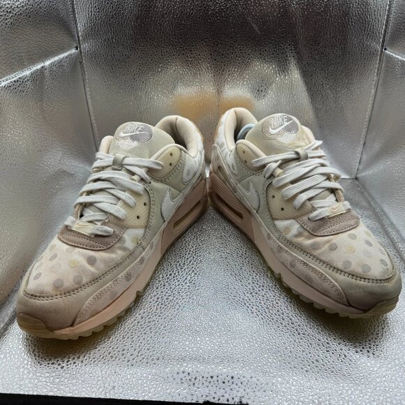 Size 11 Nike Air Max 90 Womens Beige Shimmer Polka‎ Dot Sneakers CZ1929-200 - Picture 3 of 11
